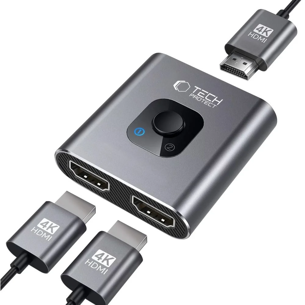 Tech-Protect HB07 HUB adaptér 2x HDMI 4K, šedý