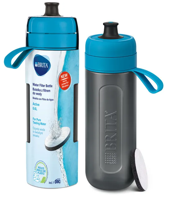 BRITA Fill&Go Active filtračná fľaša na vodu 0,6l modrá 1x1 ks, filtračná fľaša