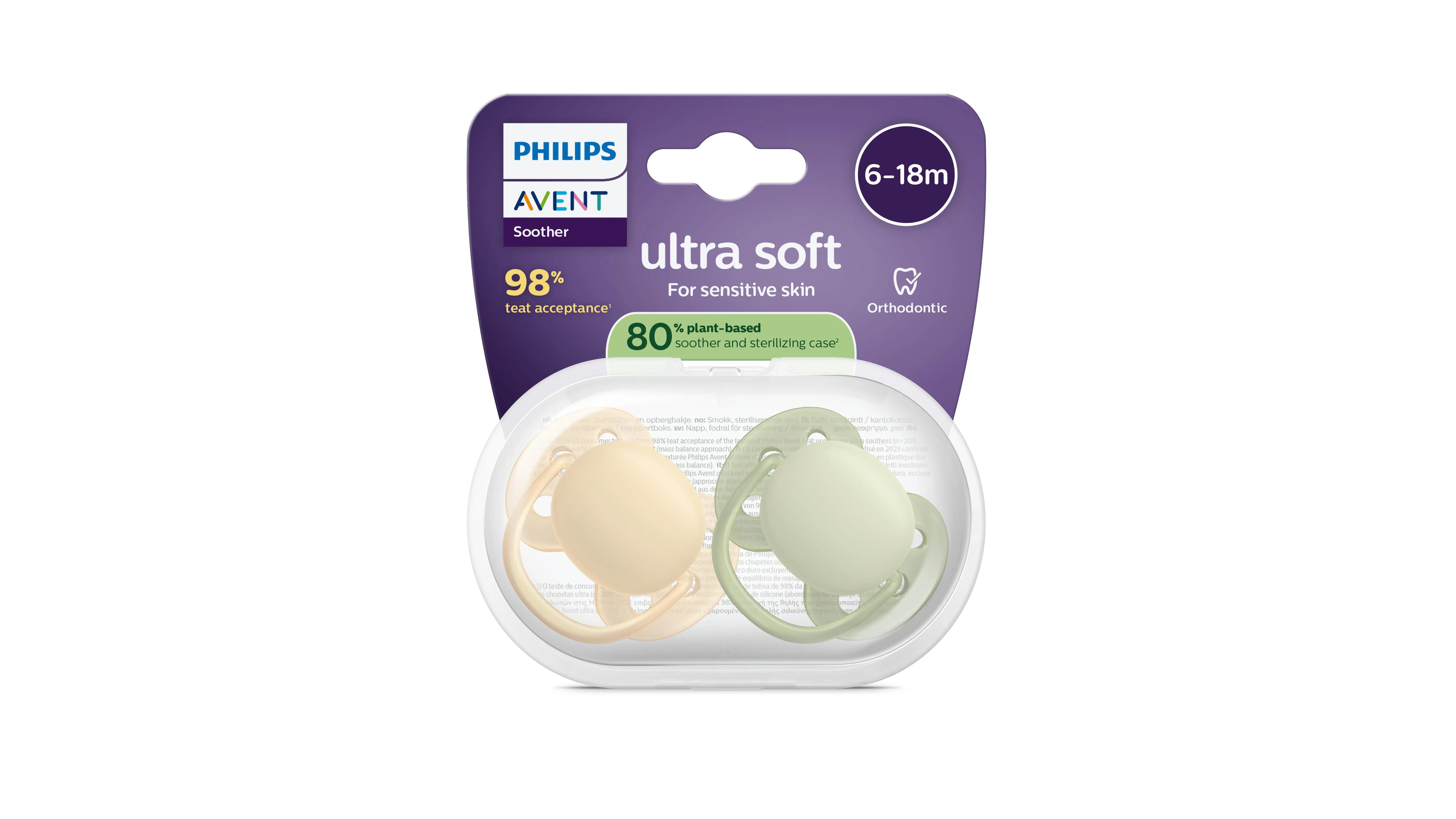Philips AVENT - Cumlík Ultrasoft SCF091/45, 6-18 m, neutral 2 ks