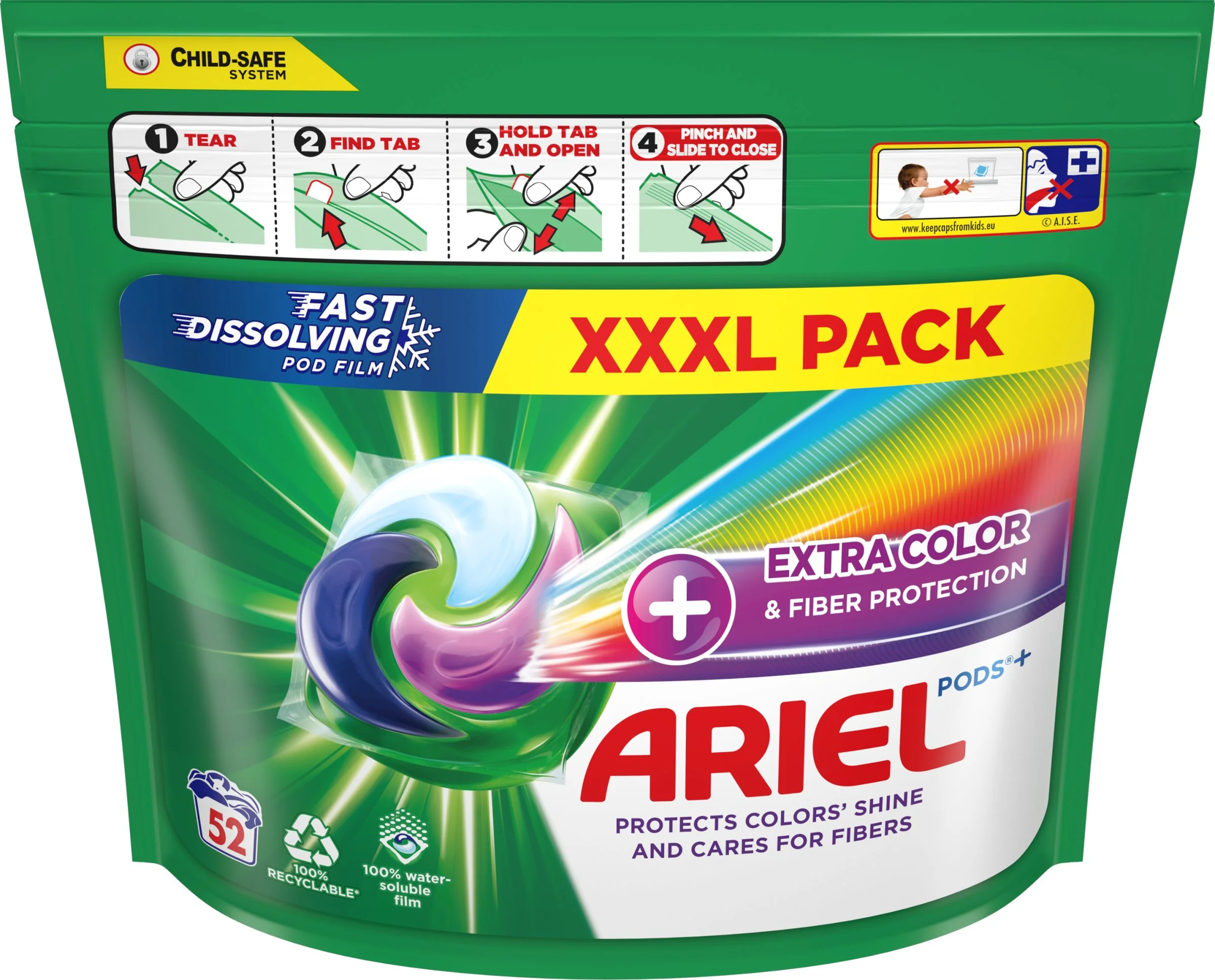 Ariel All-in-1 PODS Complete fiber protection, Gélové Kapsuly Na Pranie, 52 Praní 1×52, Gélové Kapsuly Na Pranie