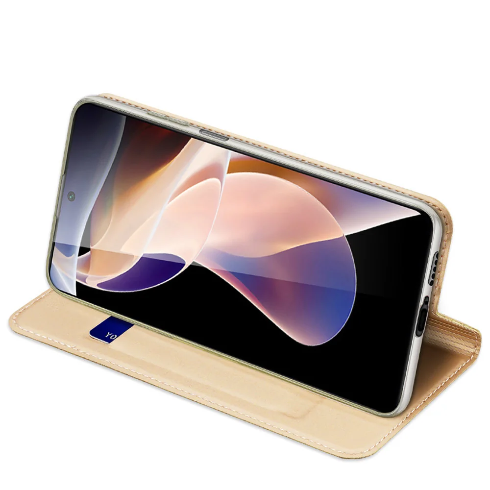 Dux Ducis Skin Pro knižkové kožené puzdro na Poco M4 Pro 5G zlaté