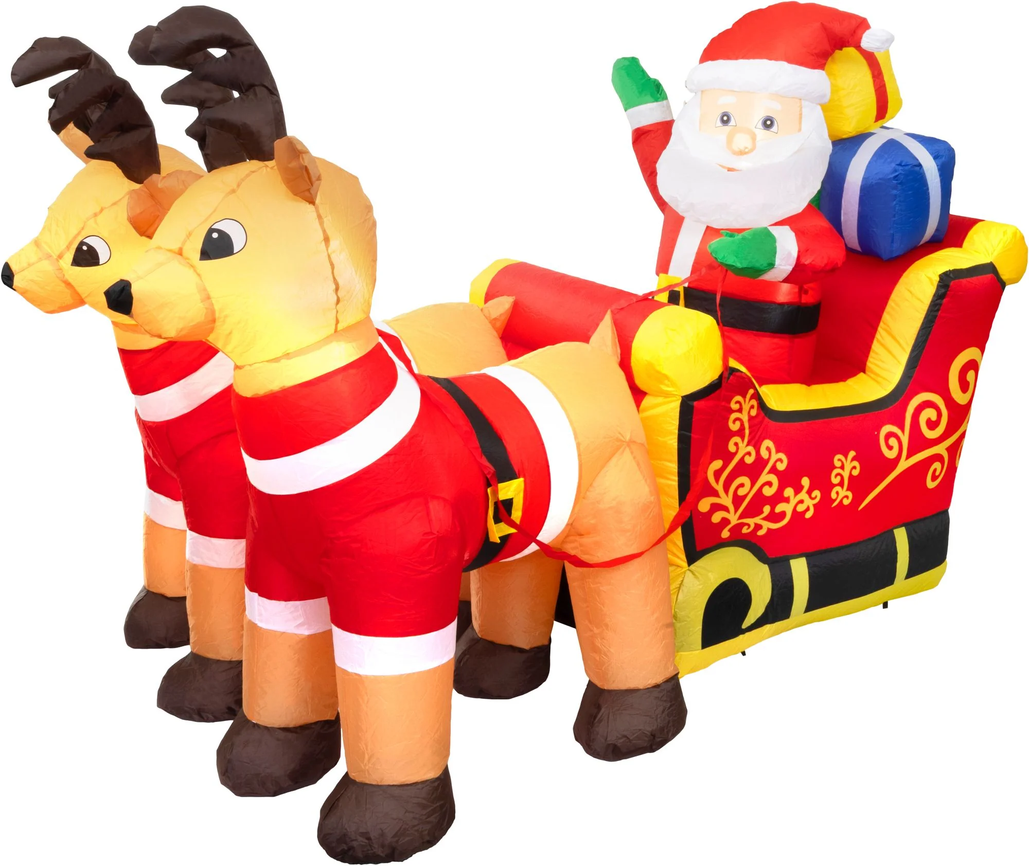 MagicHome vianočný LED Santa na saniach, 1 ks 7 LED teplá biela, IP44, dĺžka 220 cm