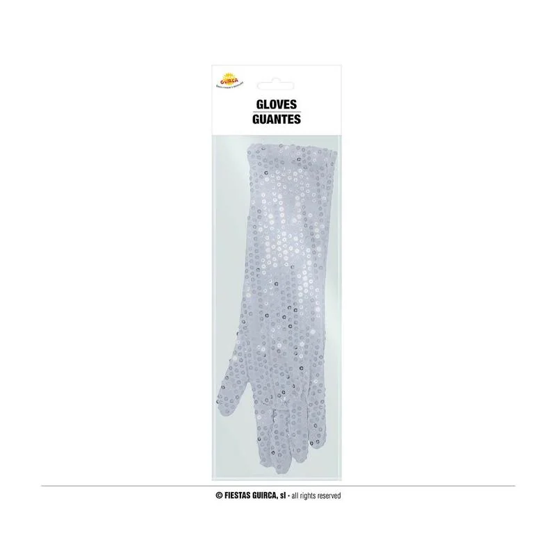 Guirca Dámske rukavičky biele trblietavé 39cm