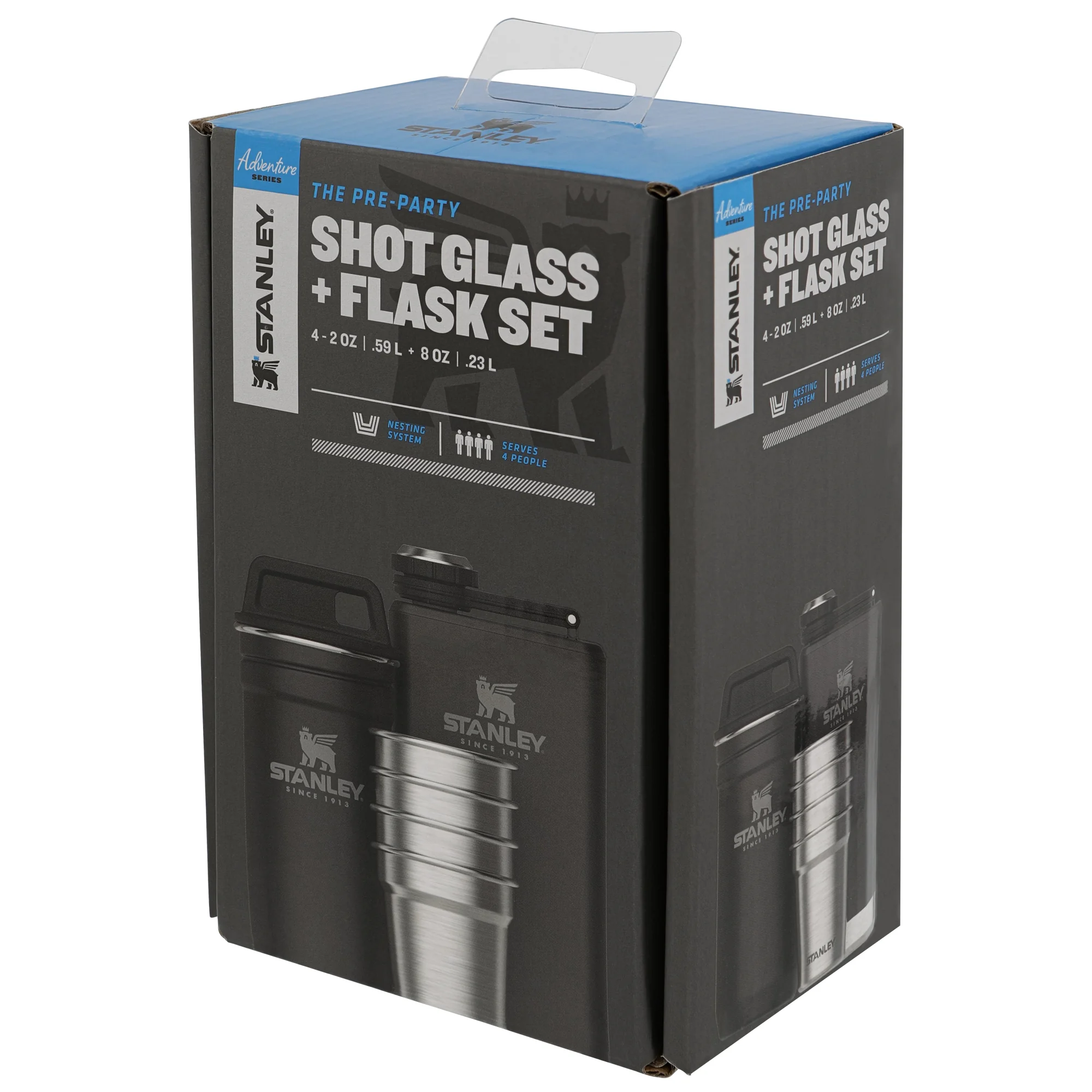STANLEY Dárkový set Adventure series butylka 250ml + panáky 4ks čierna mat
