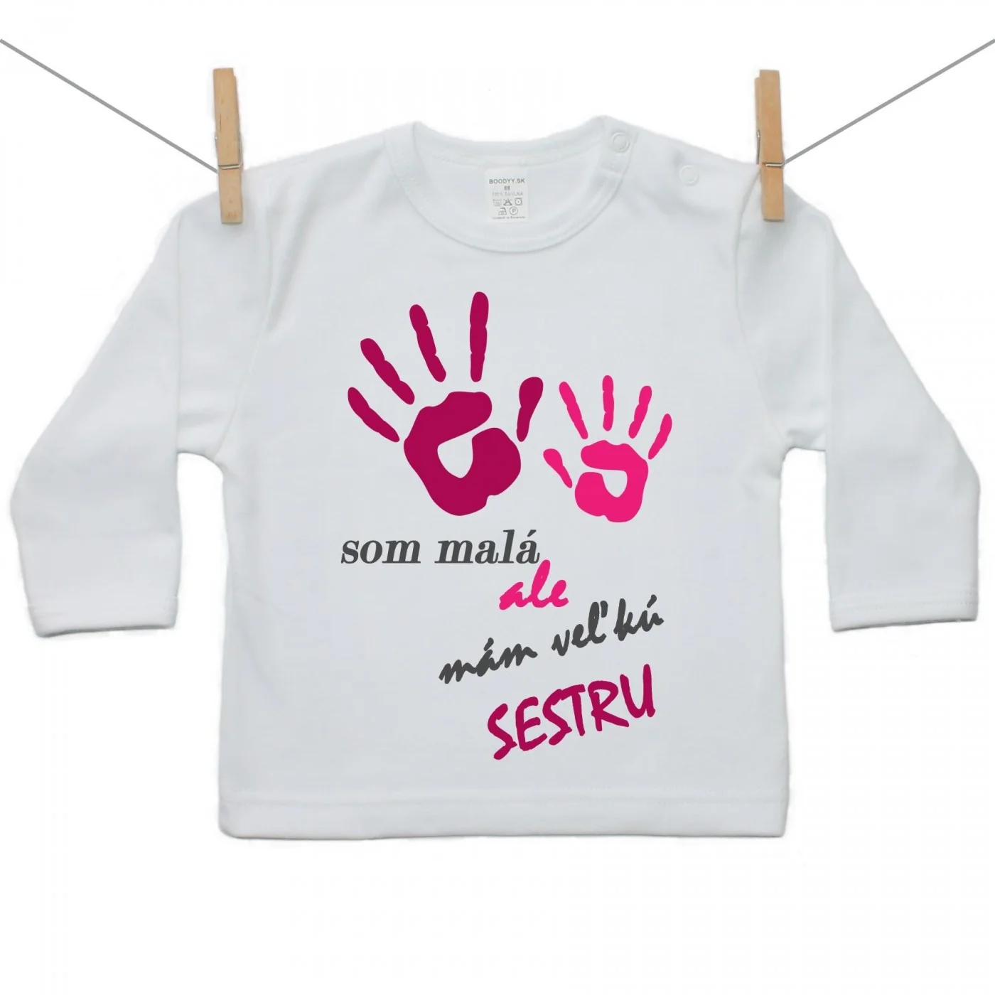 Boodyy Tričko s dlhým rukávom Som malá ale mám veľkú sestru Veľkosť: 92