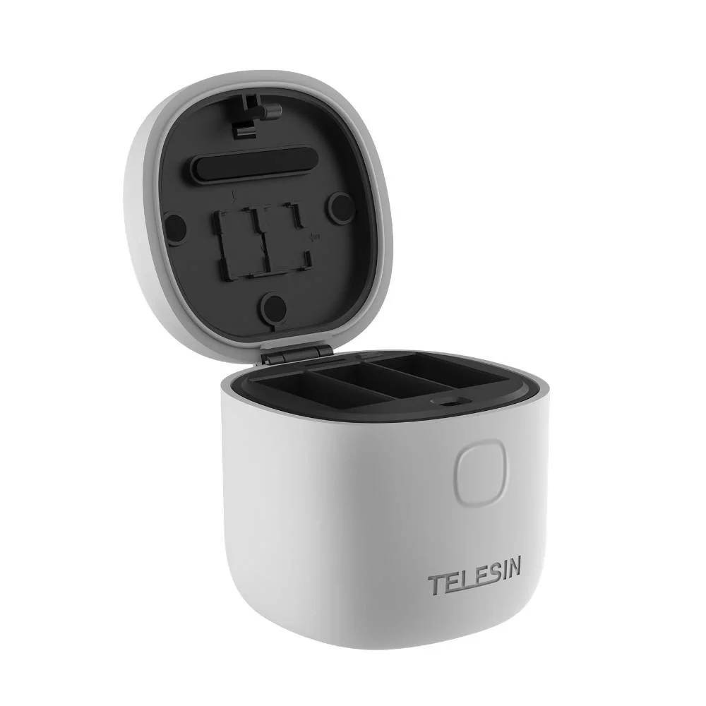 Telesin 3-slot Waterproof Box nabíjačka na GoPro Hero 9 / 10 / 11 / 12, sivá , sivá