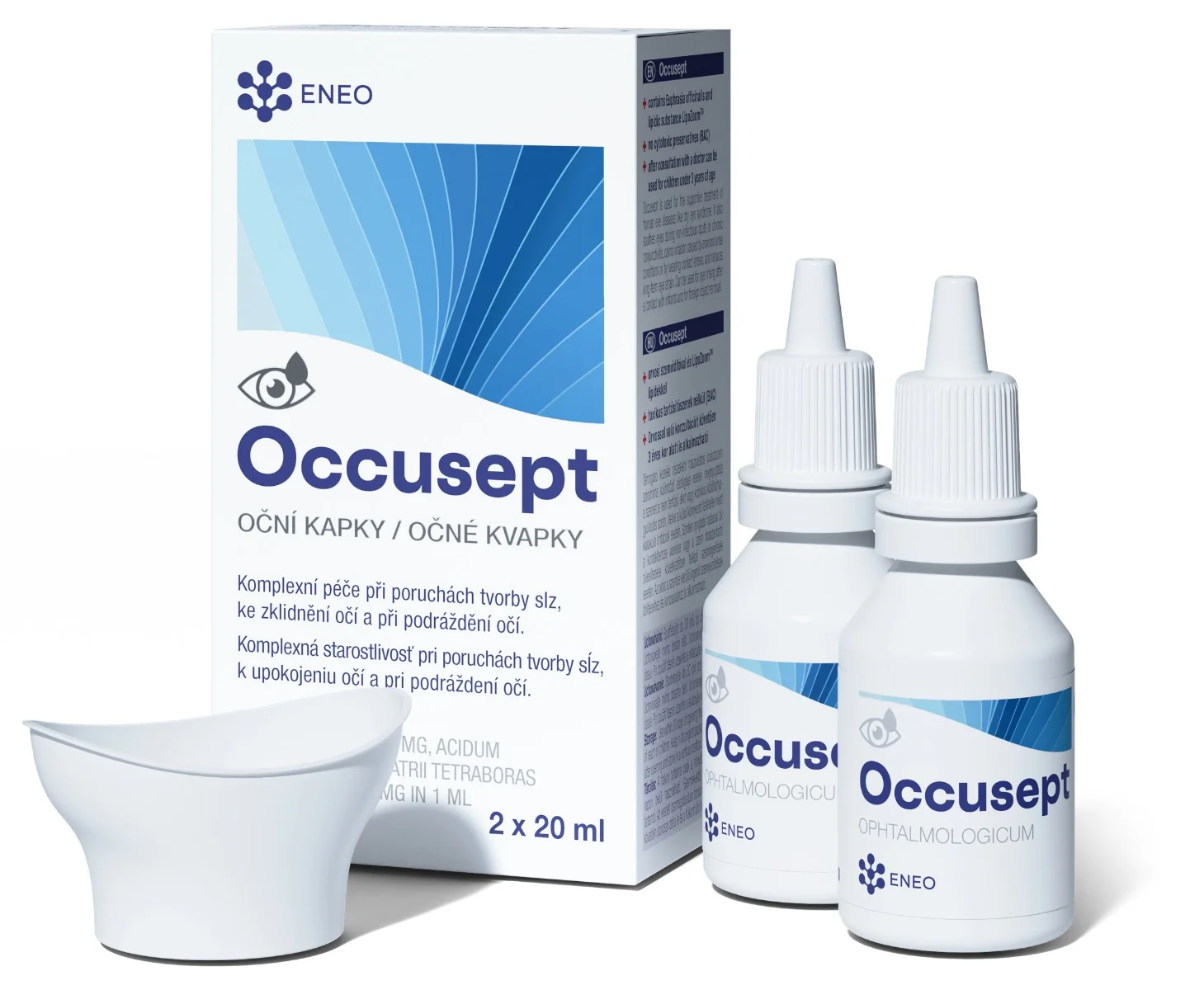Eneo Occusept očné kvapky s vaničkou 2×20 ml, očné kvapky