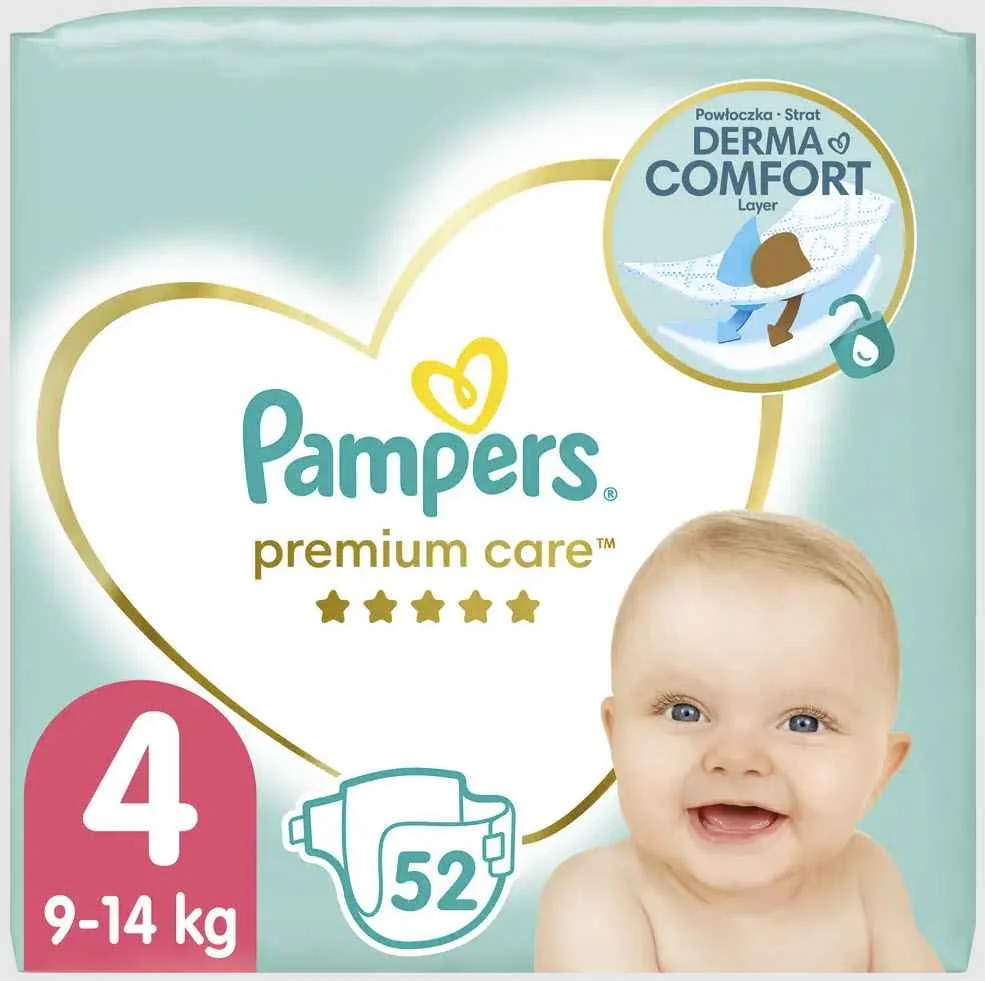 Pampers Premium Care 4 Maxi 52ks (9-14kg) 1×52 ks, plienky