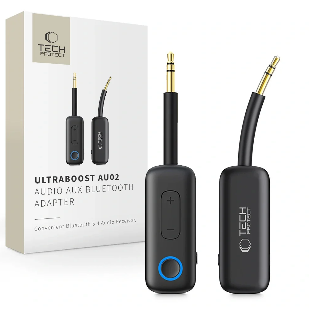 Tech-Protect AU02 AUX bluetooth audio adaptér, čierny