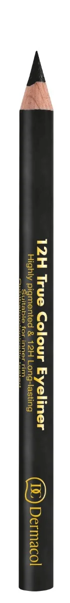 Dermacol ceruzka na oči 12H True Colour Eyeliner č.8 1×1 ks, drevená ceruzka na oči, čierna