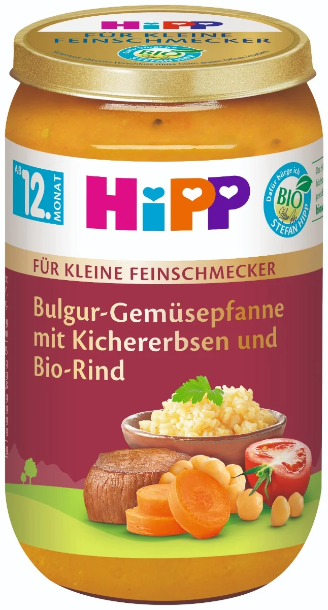 HiPP Malý Gurmán BIO Bulgur so zeleninou a cicérom a hovädzím mäsom 1×250 g, mäso-zeleninový príkrm pre deti