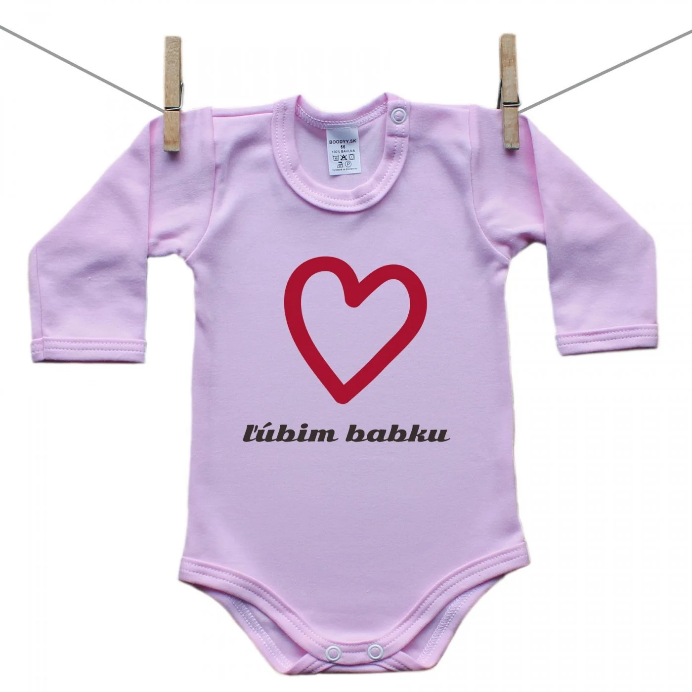Boodyy Body s dlhým rukávom (ružové) Ľúbim babku Veľkosť: 92
