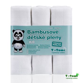 T-tomi Bambusové BIO plienky, biele 1×3 ks, detské plienky - bambusové