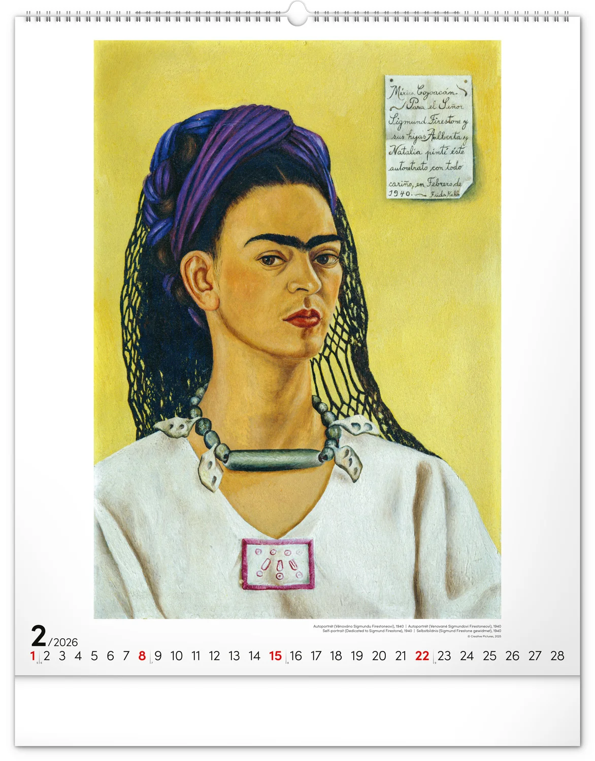 NOTIQUE Nástenný kalendár Frida Kahlo 2026, 48 x 56 cm