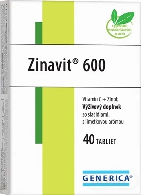GENERICA Zinavit 600 s limetkovou arómou 1×40 tbl, (vitamín C + Zinok)