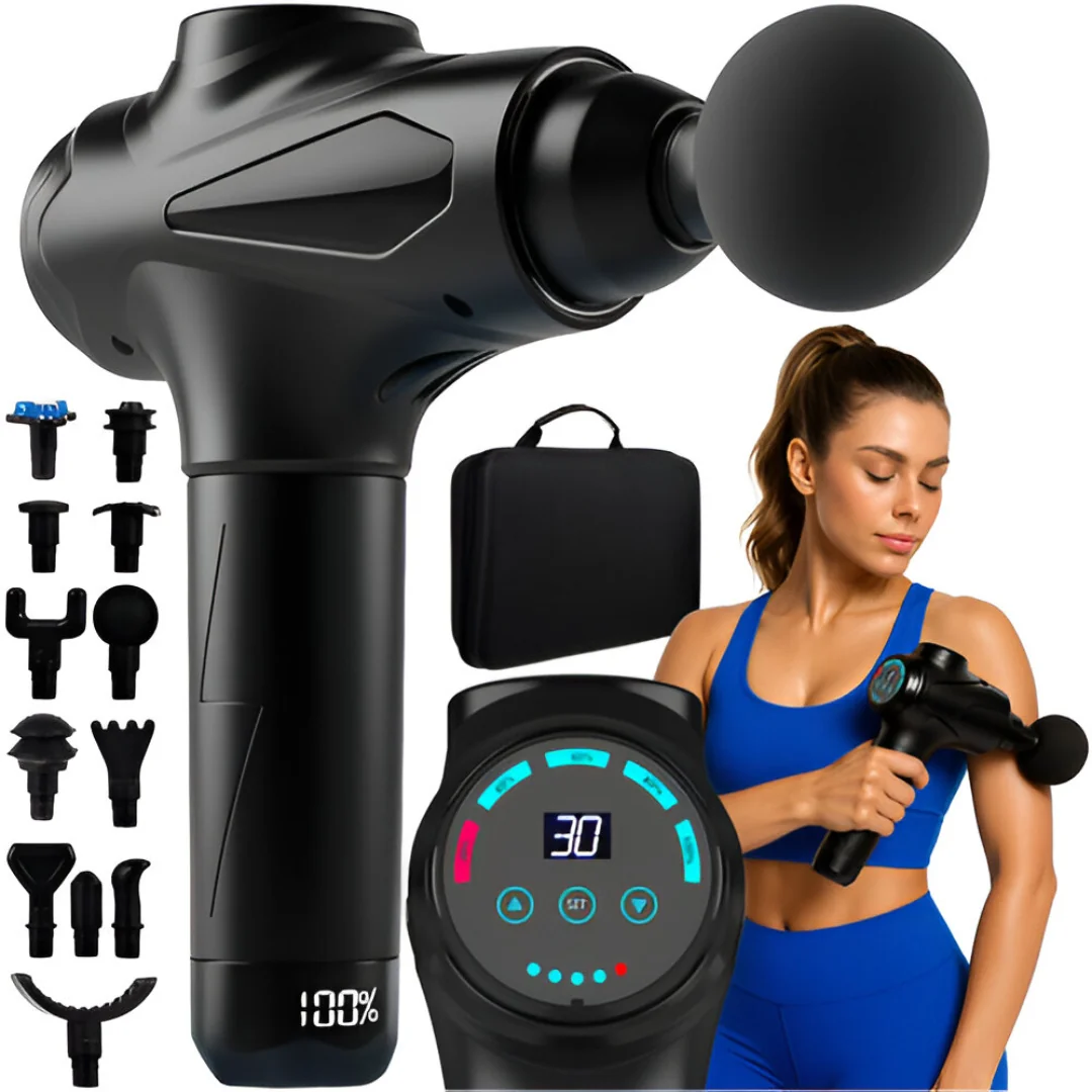 MG Body masážna pištol s LCD displejom, čierna