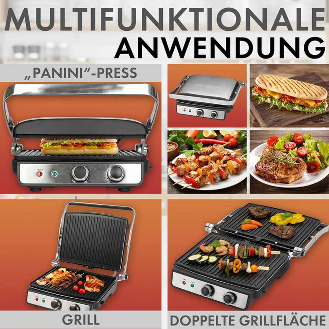 ProfiCook KG 1264 kontaktný gril 2000 W, otváranie 180°