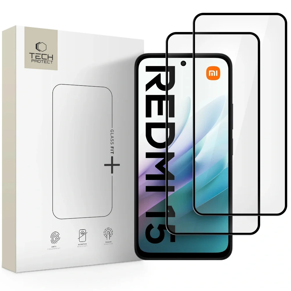 Tech-Protect Glass Fit 2x ochranné sklo na Xiaomi Redmi 15 4G / 5G, čierne 1 ks, čierna