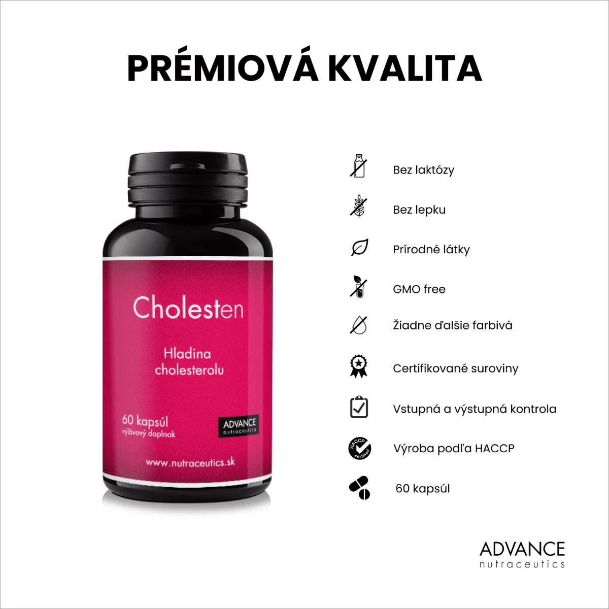 ADVANCE Cholesten 60 kapsúl - cholesterol 1×60 cps, výživový doplnok na udržanie hladiny choleserolu
