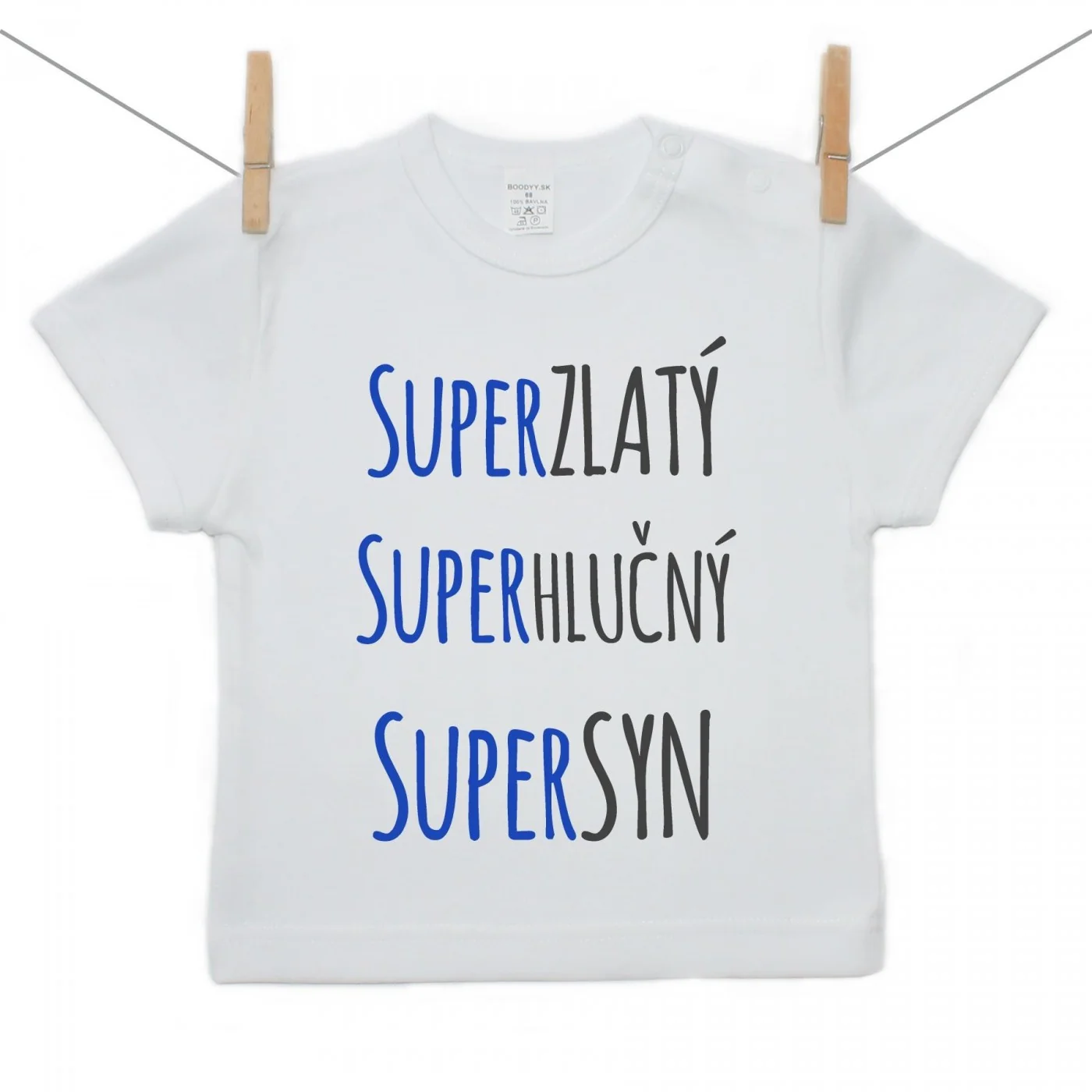 Boodyy Tričko s krátkym rukávom Super zlatý, super hlučný, super syn Veľkosť: 140