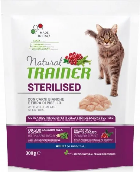Natural Trainer Cat Sterilised Hydina Mäso 1×300 g, granule pre sterilizované mačky