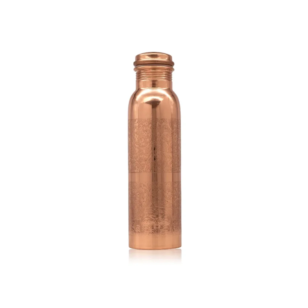 Medená fľaša s antickým rytým vzorom, 850 ml