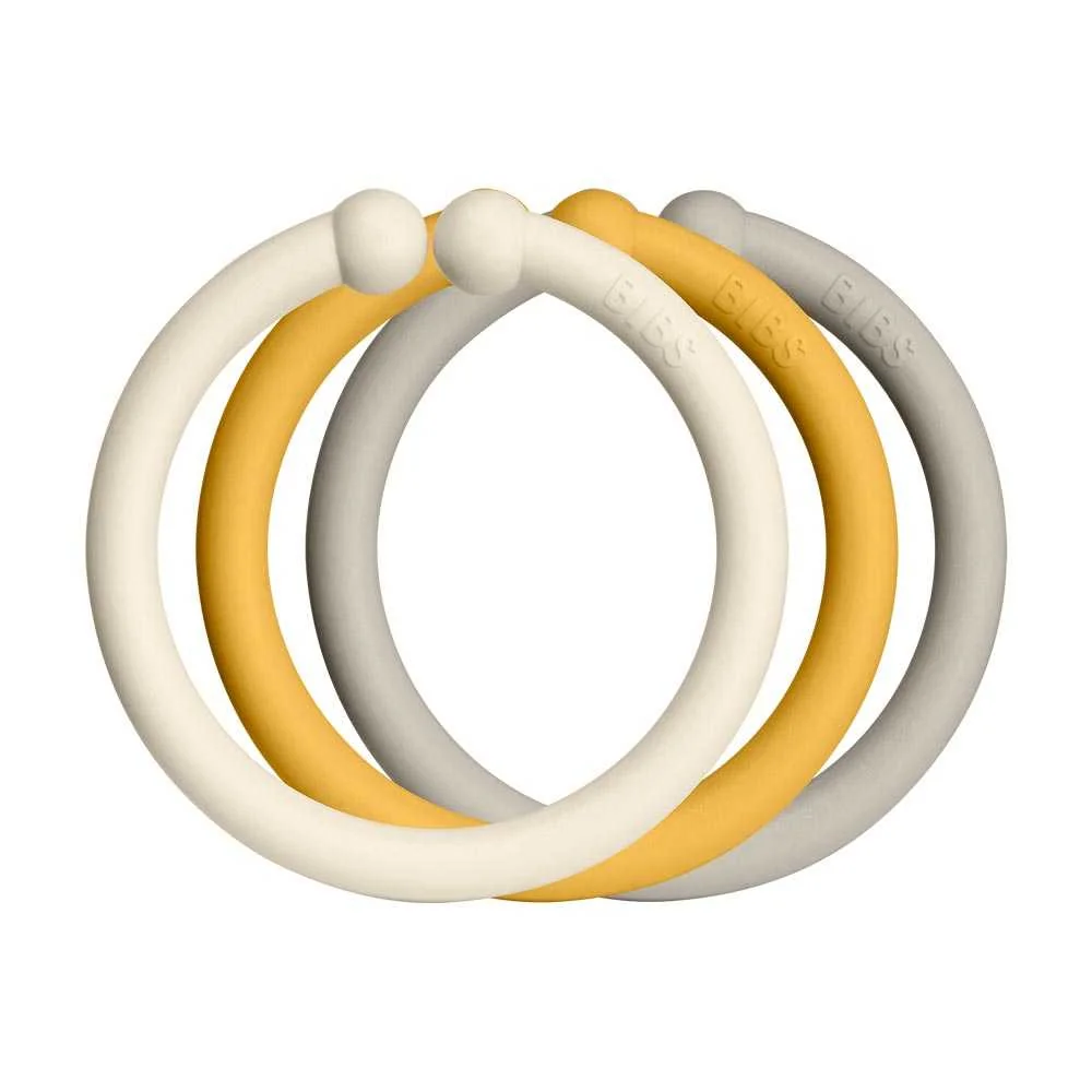BIBS Loops krúžky  ivory/honey bee/sand 1×12ks