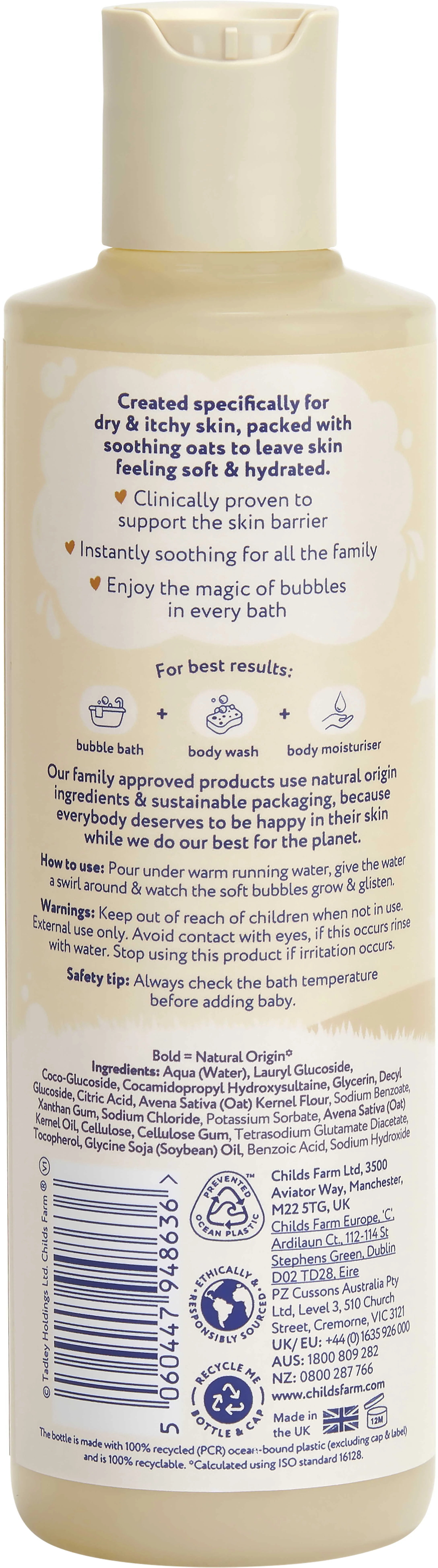 Childs Farm Oat Derma Bublinkový kúpeľ bez parfumácie 250 ml