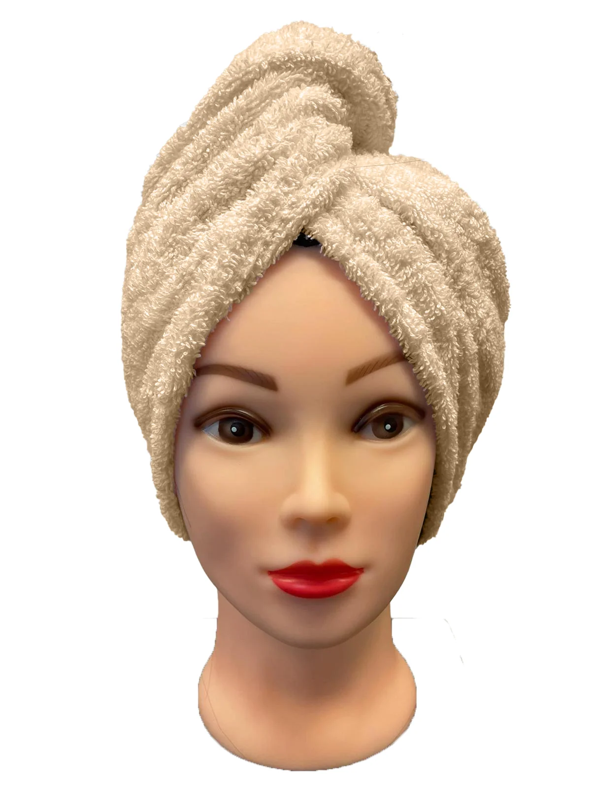 Rýchloschnúci froté turban na vlasy, krémový