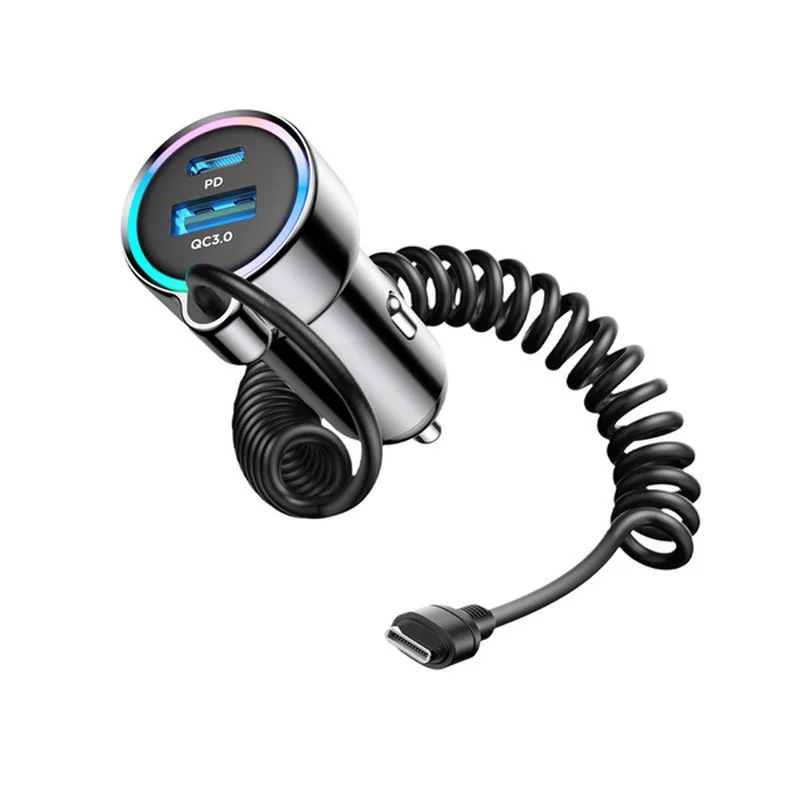 Joyroom 3in1 autonabíjačka USB / USB-C 72W + vstavaný kábel USB-C, čierna rna