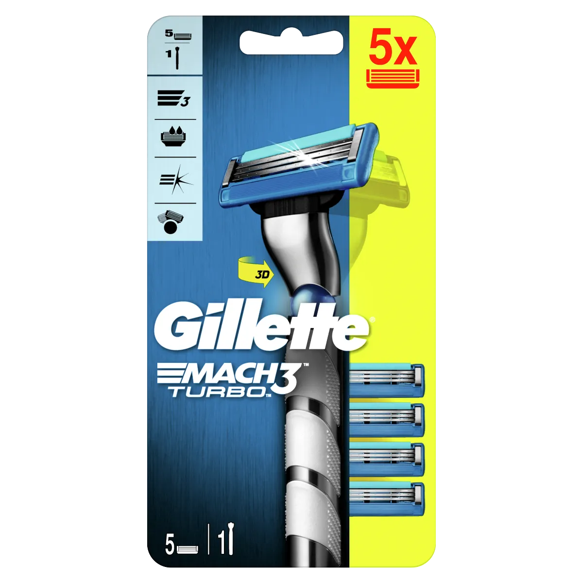 Gillette Mach3 3D Strojček + 5 hlavíc 1×