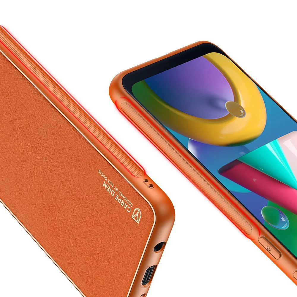 DUX DUCIS Yolo kožený kryt na Samsung Galaxy M30s, oranžový