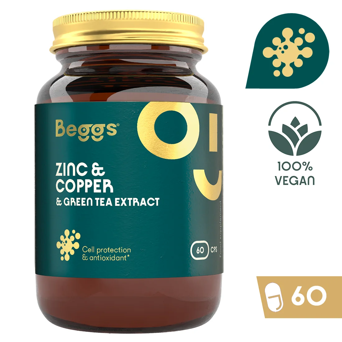 Beggs Zinc + Copper + Green tea extract 60 cps