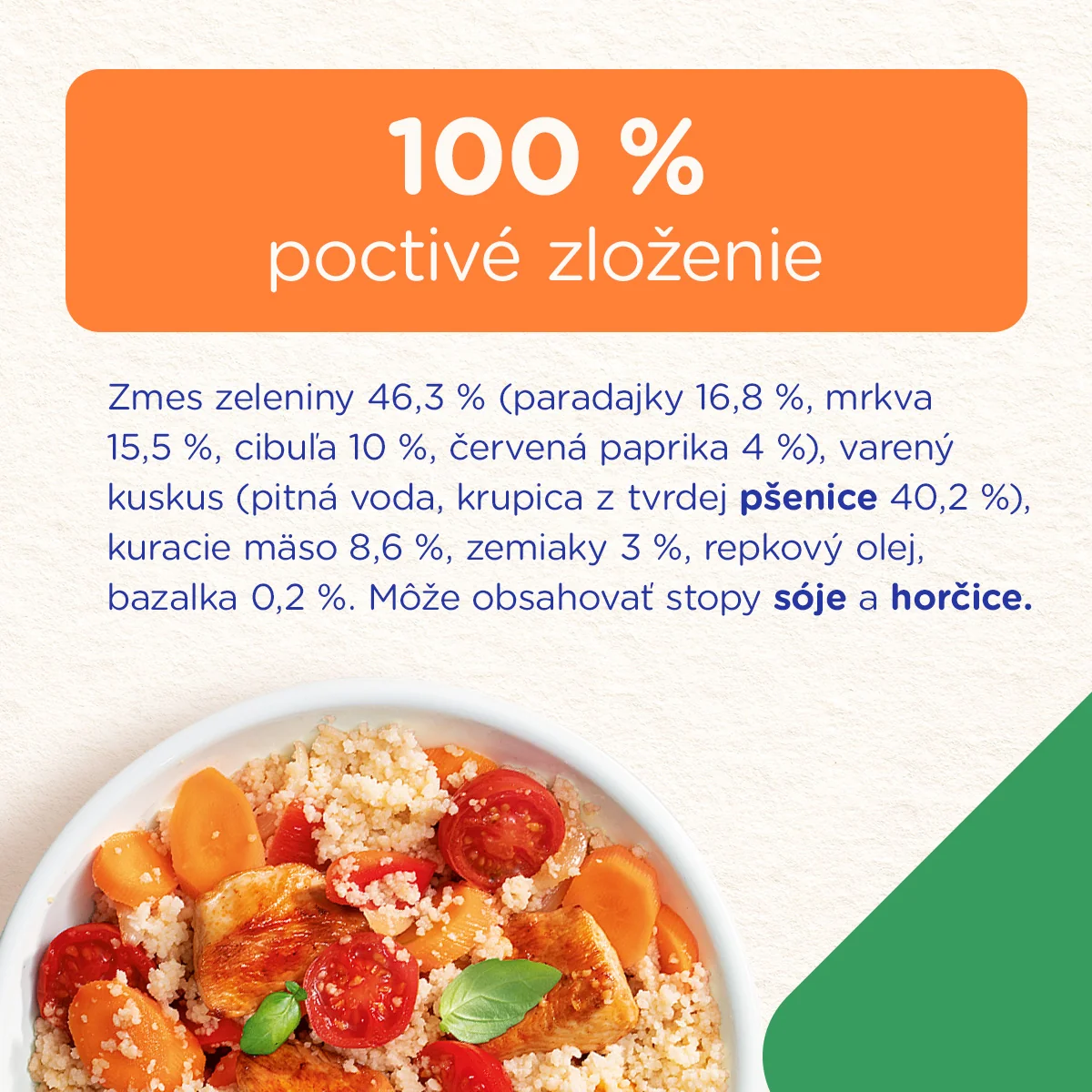 Sunar príkrm kuskus so zeleninou a kuracím mäsom 6m+ 120 g