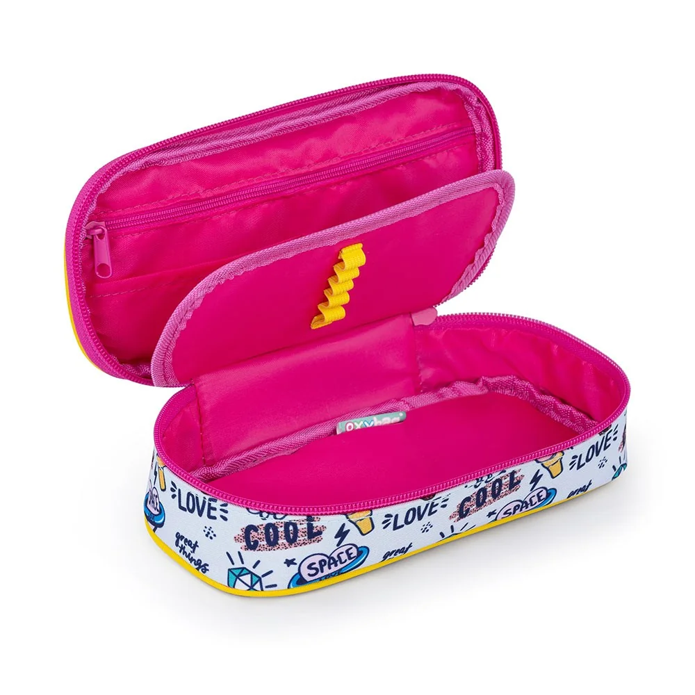 Puzdro etue komfort Unicorn iconic modrý vzor, 21 cm