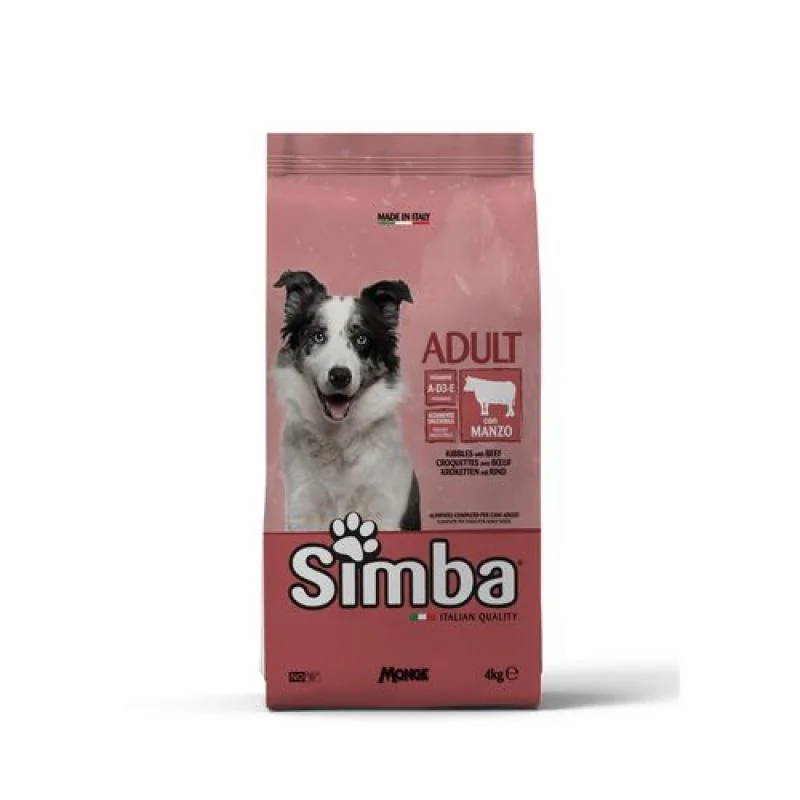 MONGE SIMBA Dog Beef 4kg kompletné suché krmivo pre dospelých psov s hovädzím mäsom 