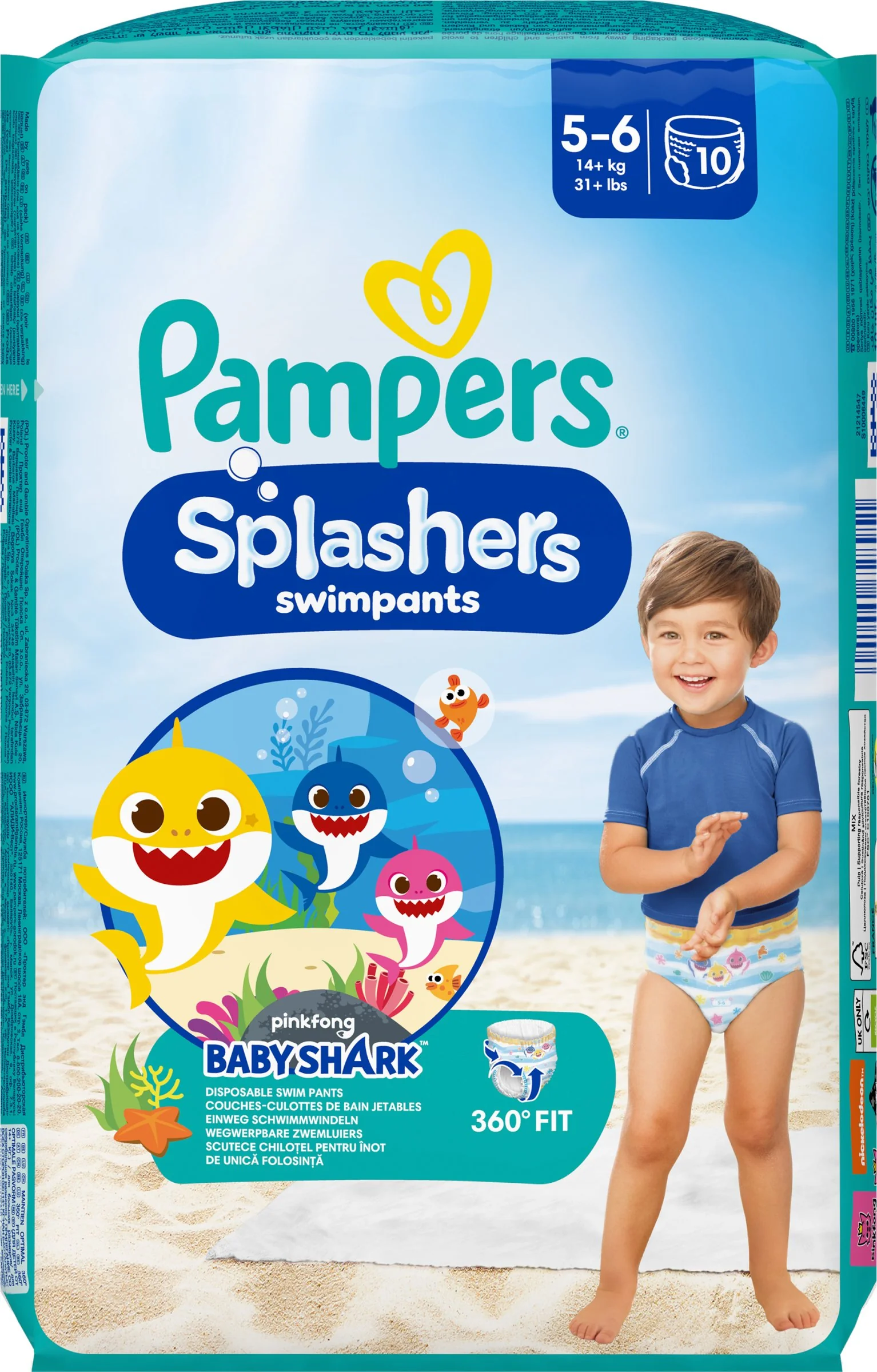 PAMPERS SPLASH JUNIOR 5-6 1×10 ks, veľkosť 5-6, detské plienky