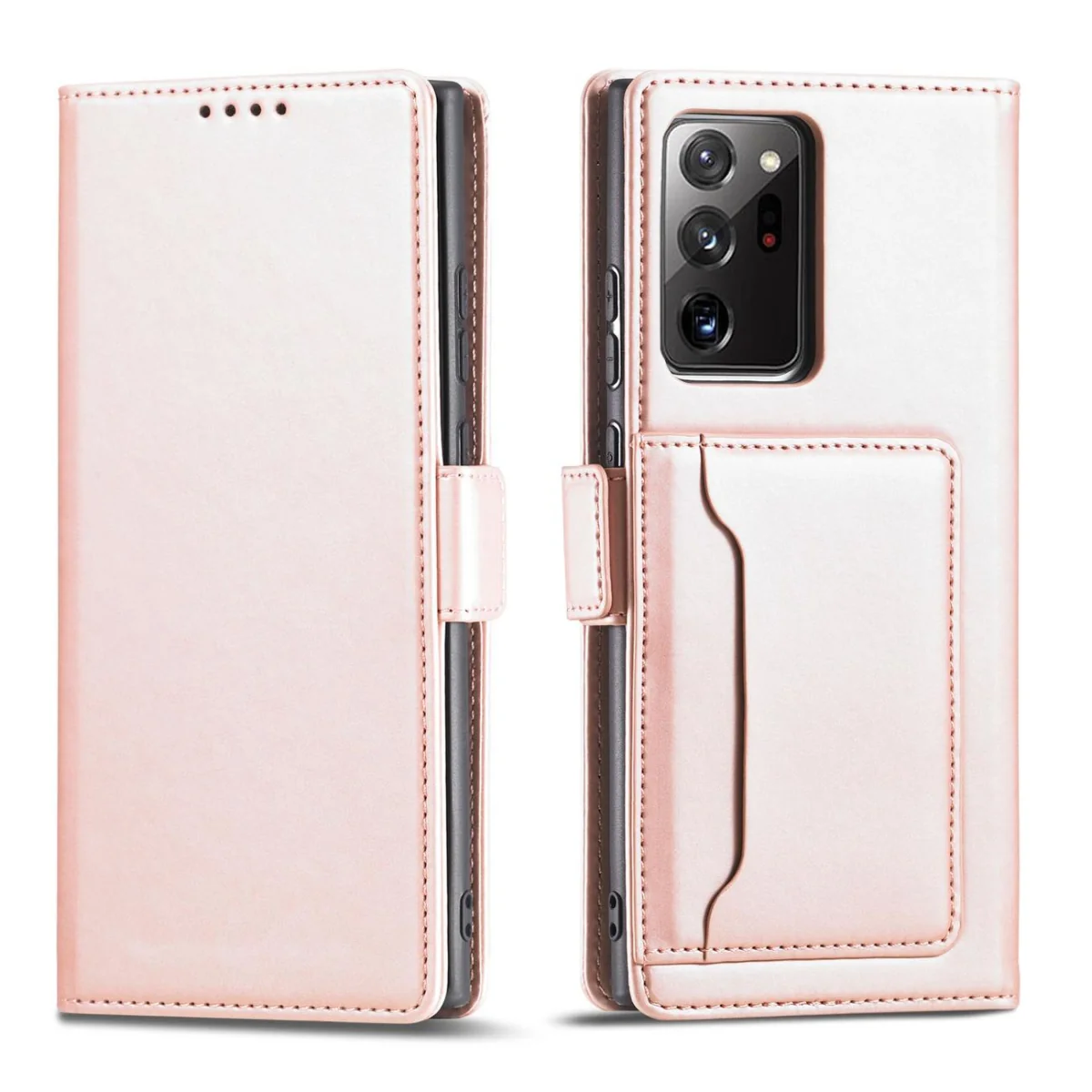 MG Magnet Card knižkové kožené puzdro na Samsung Galaxy S22 Ultra, ružové ové
