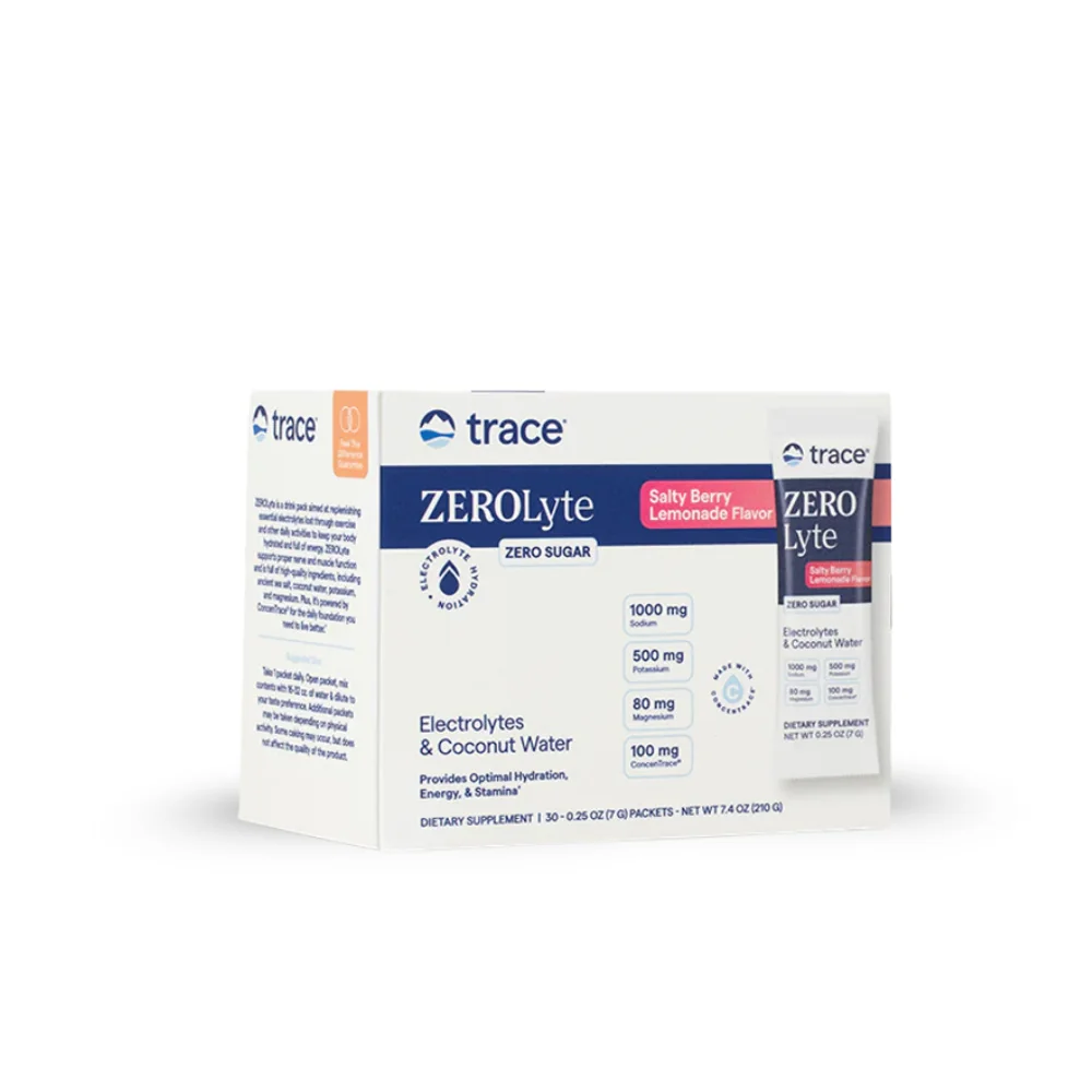 Trace Minerals ZeroLyte - Elektrolyty na báze sodíka (Slaná bobuľová limonáda), 30 sáčkov