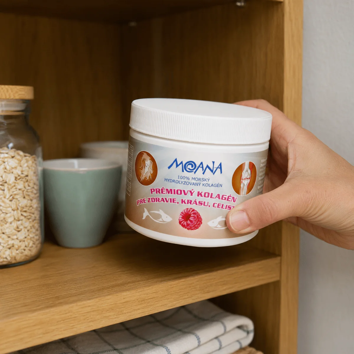 MOANA Prémiový kolagén malina 600 ml Morský hydrolyzovaný kolagén s príchuťou maliny