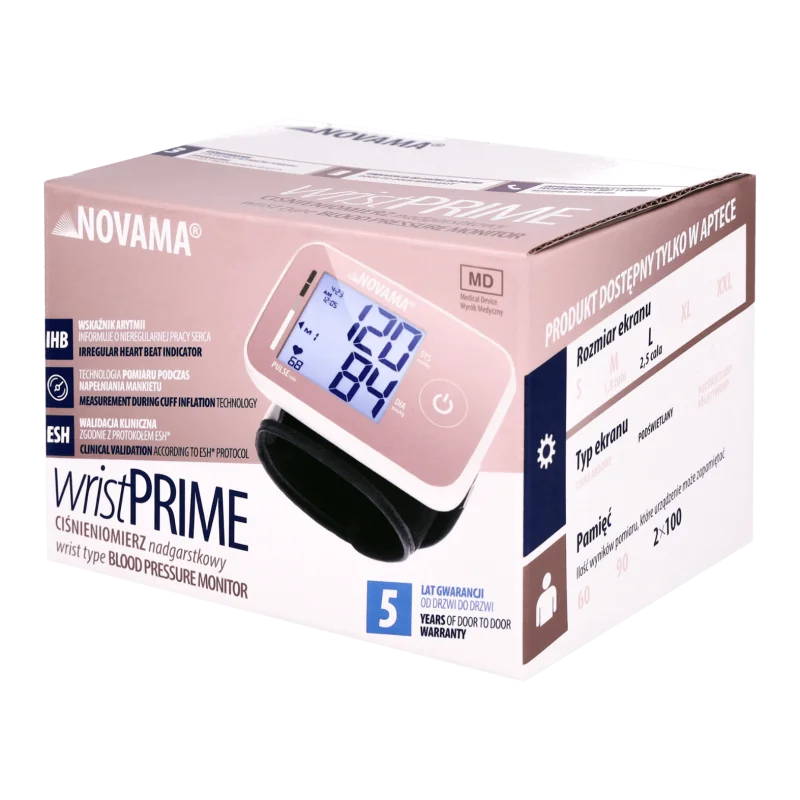 NOVAMA WristPrime Black zápästný tlakomer s detekciou arytmie ESH