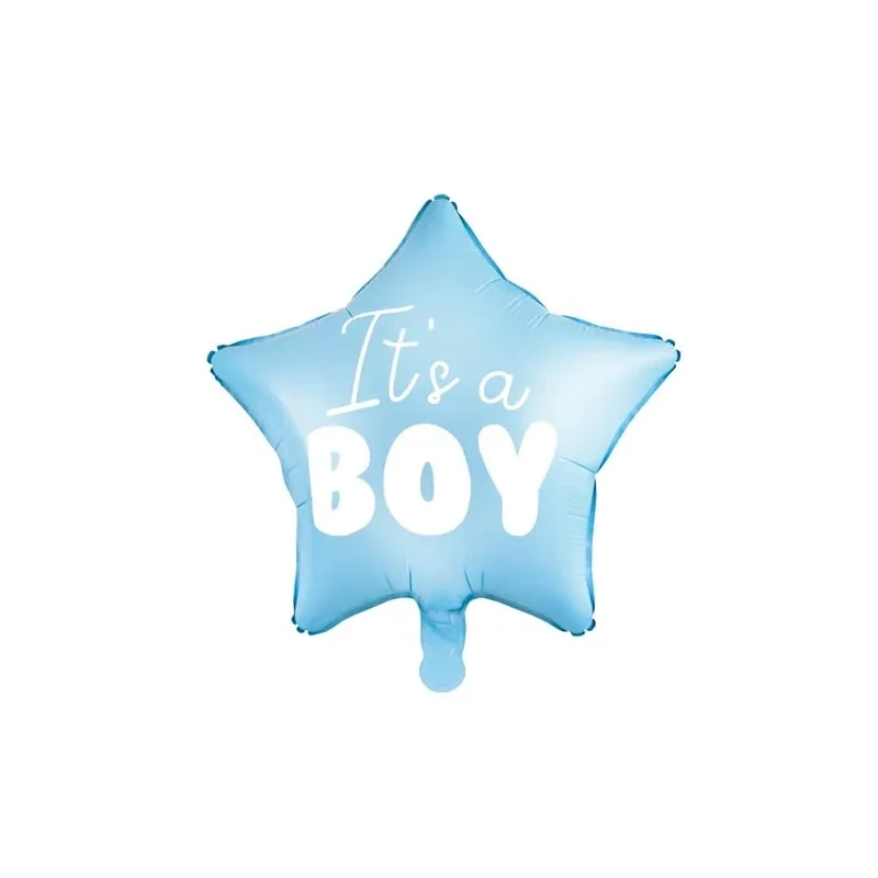 Fóliový balónik hviezda 48 cm „Je to chlapec“ – modrý baby shower balón 