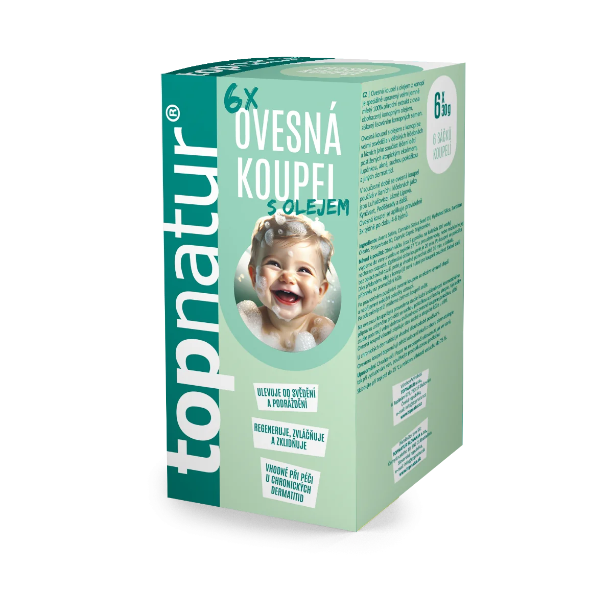 topnatur OVSENÝ KÚPEĽ S KONOPNÝM OLEJOM 6×30 g, vrecúška do kúpeľu