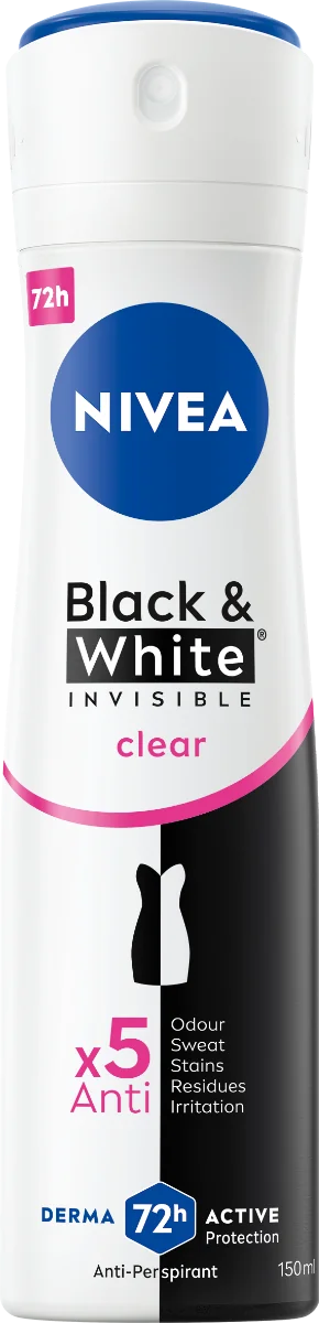 NIVEA Anti-perspirant BLACK & WHITE Clear 1×150 ml, antiperspirant