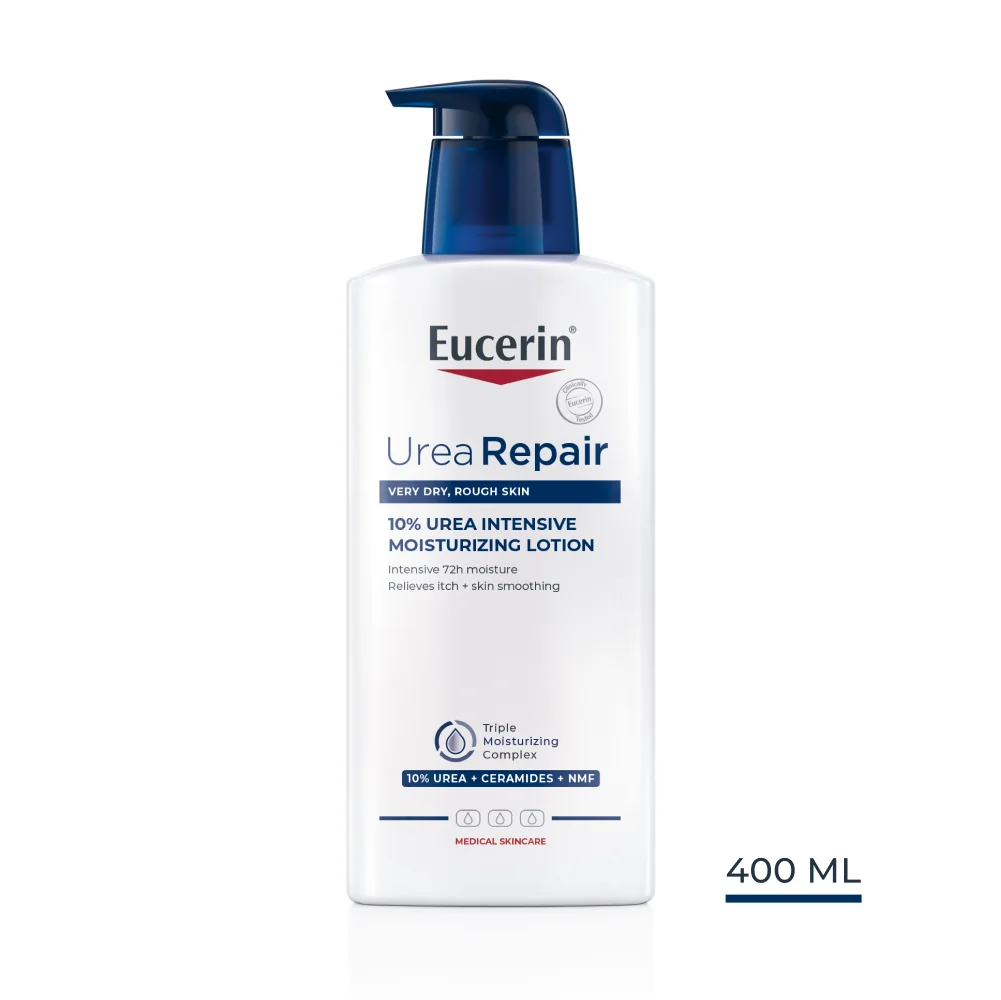 EUCERIN UreaRepair Telové mlieko 10 % urea, 400 ml 1×400 ml, hydratácia pokožky