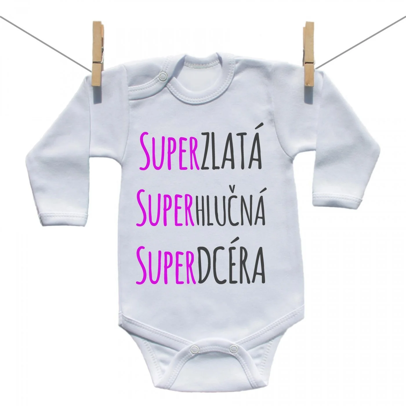 Boodyy Body s dlhým rukávom Super zlatá, super hlučná, super dcéra Veľkosť: 92
