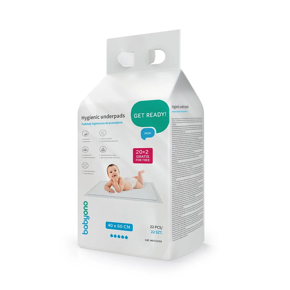BABYONO Podložky prebaľovacie pod dieťa 40 x 60 cm, 20ks + 2ks zadarmo 24 ks