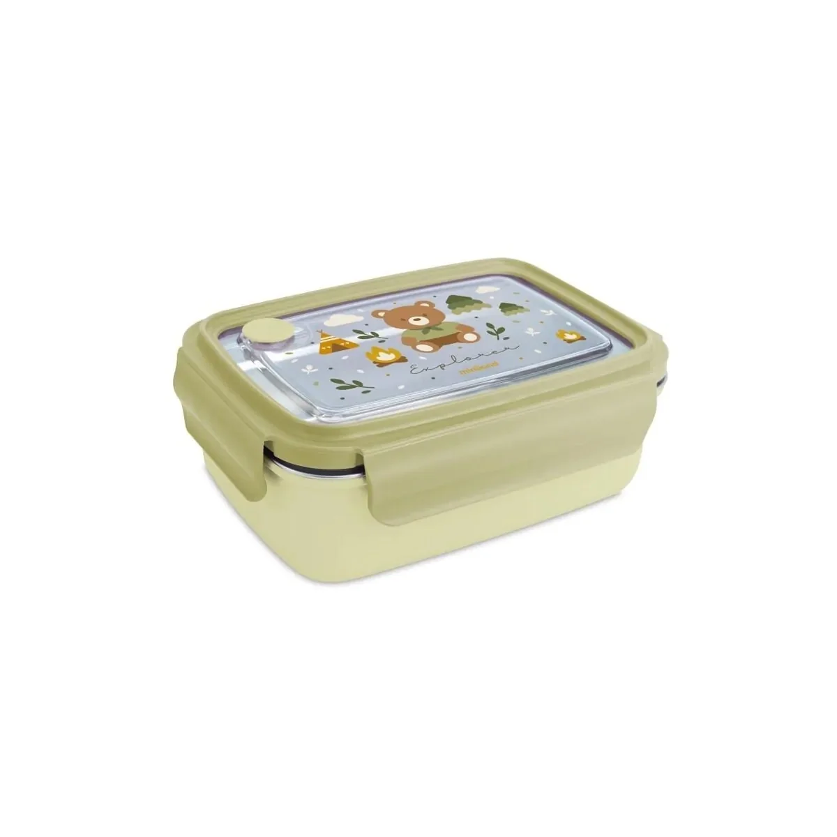 Miniland Nerezový lunchbox Explorer – Kovový desiatový box pre deti, Macko