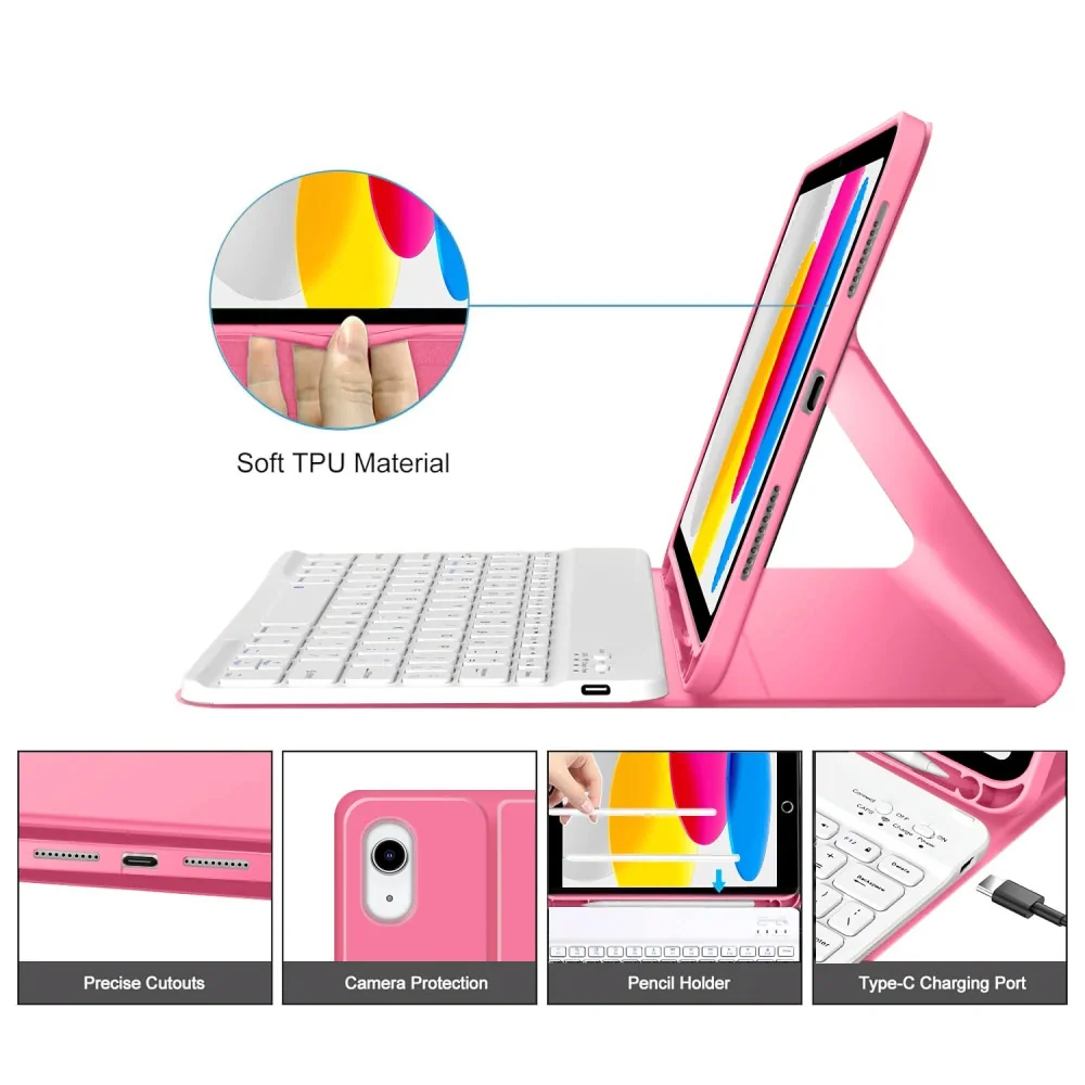 Tech-Protect SC Pen Keyboard puzdro s klávesnicou na iPad 10.9'' 10gen 2022 / 11'' 11gen 2025, ružové 2022 / 11'' 11gen 2025, ružové