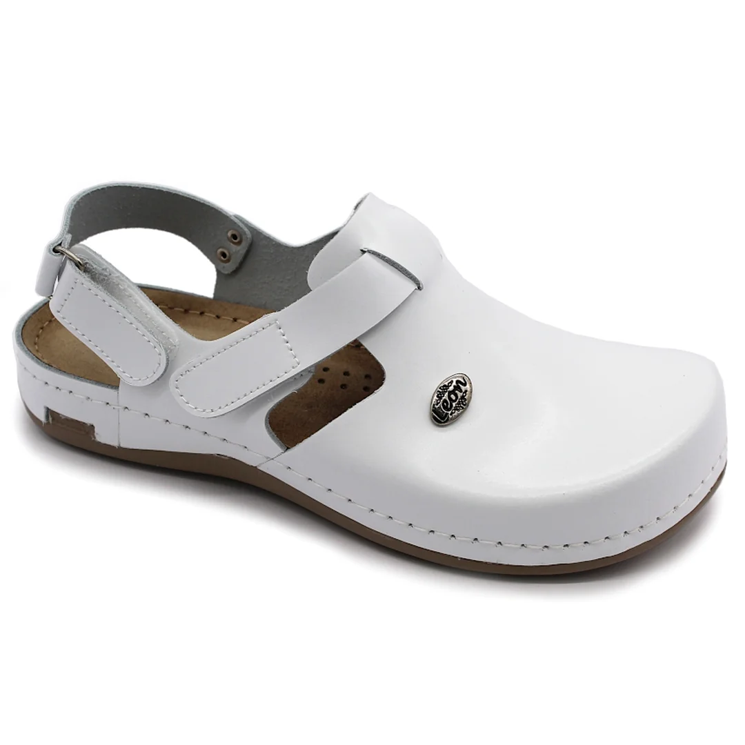 Leon 951Z Dámska pracovná celokožená zdravotná obuv 37 - 24cm, biela, 2,5 cm